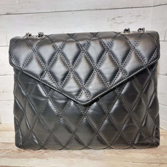 Elegant Black Quilted Satchel
